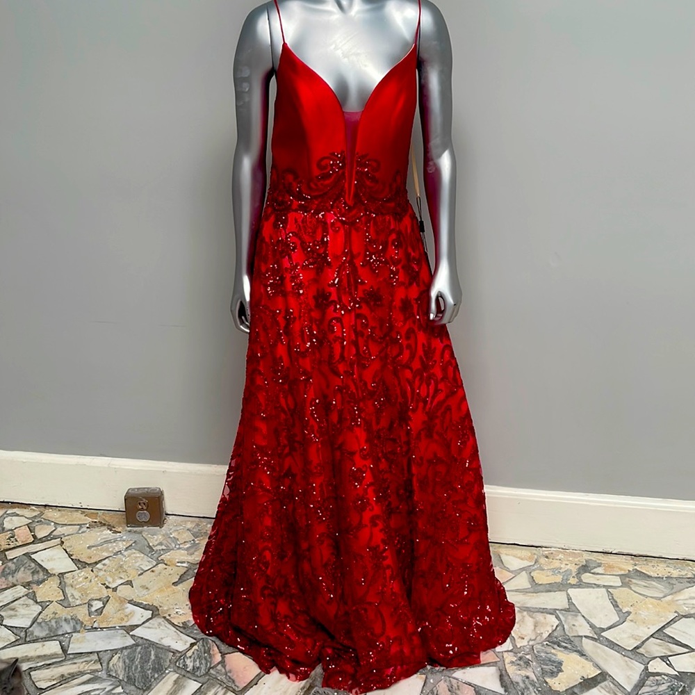 Gorgeous dark red pageant/ prom gown.